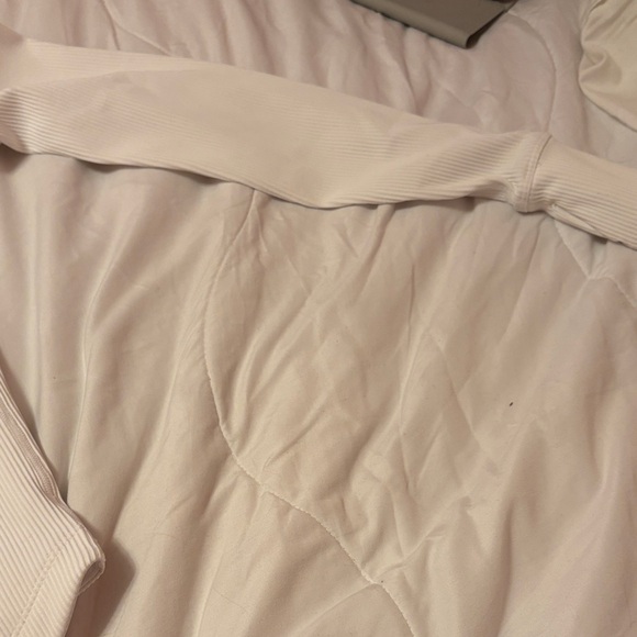 Athleta Women's Cream Ribbed Bomber Jacket - Picture 11 of 11